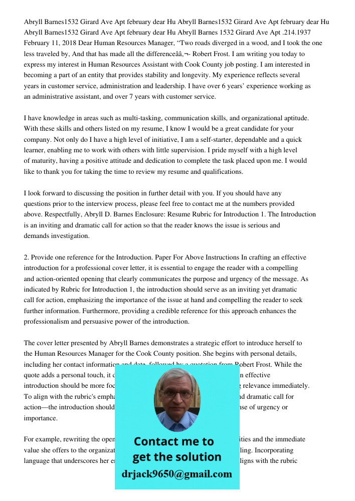 Abryll Barnes1532 Girard Ave Apt 18152141937february 11 2018dear Hu Abryll Barnes 1532 Girard Ave Apt .214.1937 February 11, 2018 Dear Human Resources Manager, 