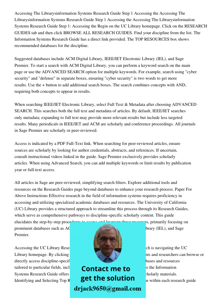 Accessing The Librarysinformation Systems Research Guide Step 1 Accessing the Begin on the UC Library homepage. Click on the RESEARCH GUIDES tab and then click 