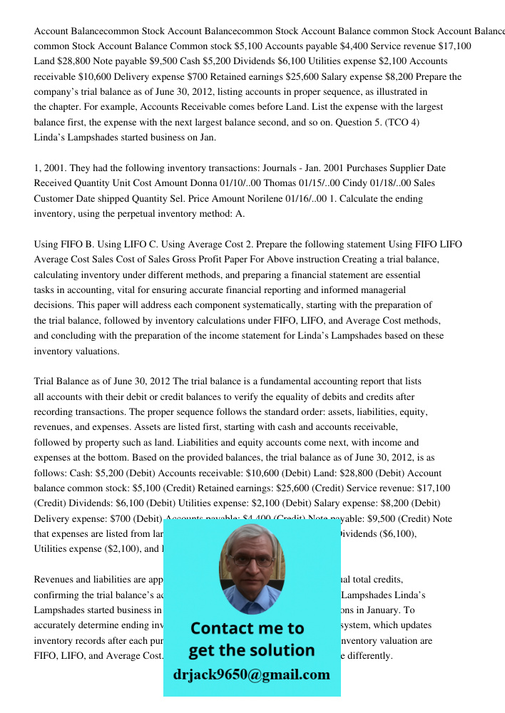 Account Balance common Stock Account Balance common Stock Account Balance Common stock $5,100 Accounts payable $4,400 Service revenue $17,100 Land $28,800 Note 