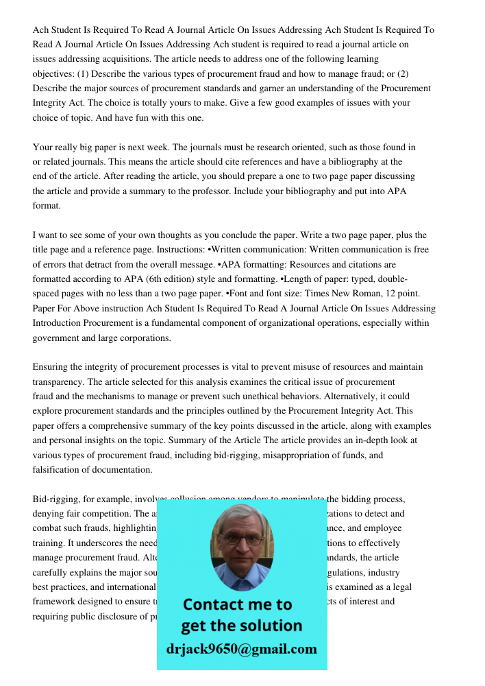 Ach student is required to read a journal article on issues addressing acquisitions. The article needs to address one of the following learning objectives: (1) 
