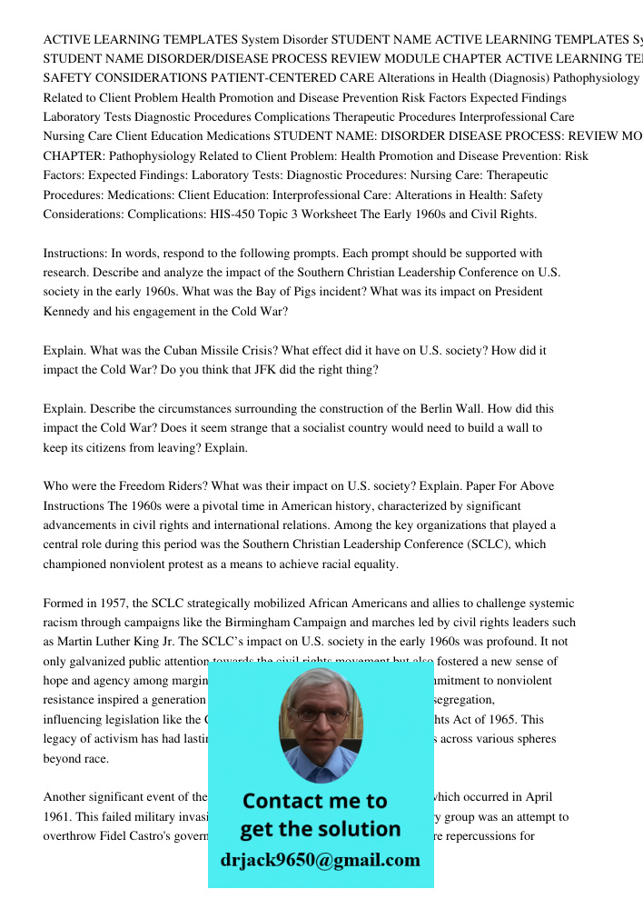 DISORDER/DISEASE PROCESS REVIEW MODULE CHAPTER ACTIVE LEARNING TEMPLATE: ASSESSMENT SAFETY CONSIDERATIONS PATIENT-CENTERED CARE Alterations in Health (Diagnosis