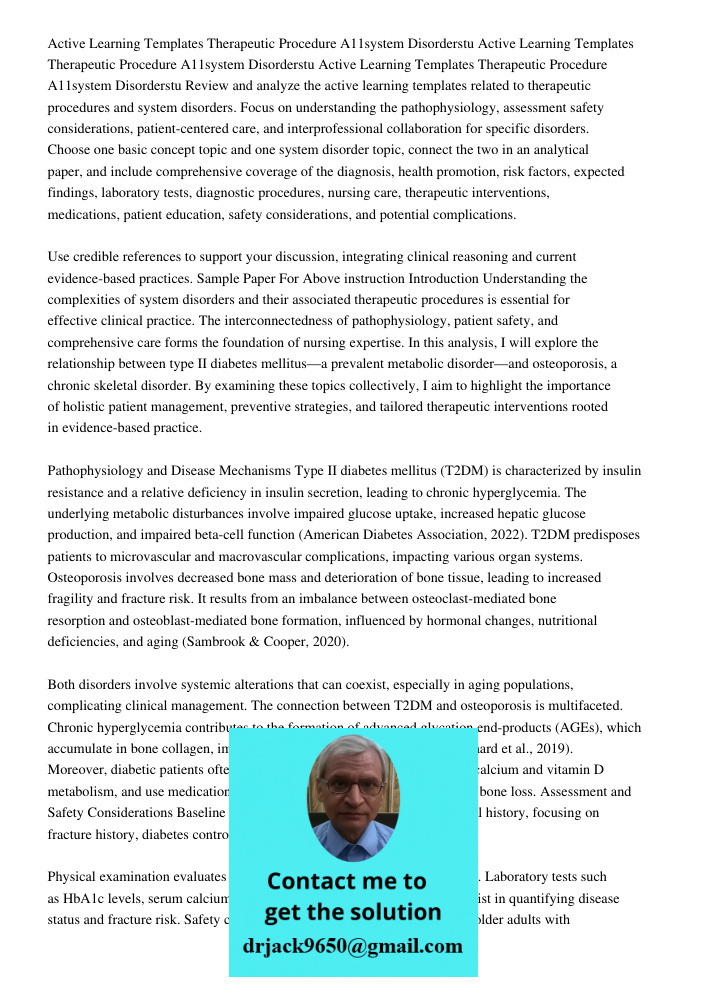 Active Learning Templates Therapeutic Procedure A11system Disorderstu Review and analyze the active learning templates related to therapeutic procedures and sys