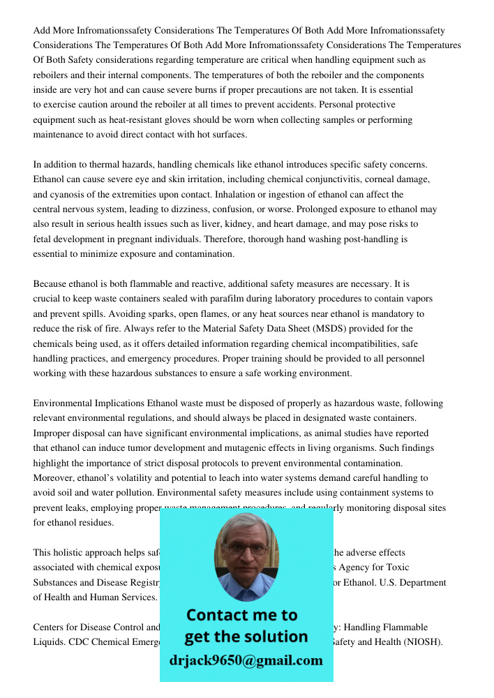 Add More Infromationssafety Considerations The Temperatures Of Both Safety considerations regarding temperature are critical when handling equipment such as reb