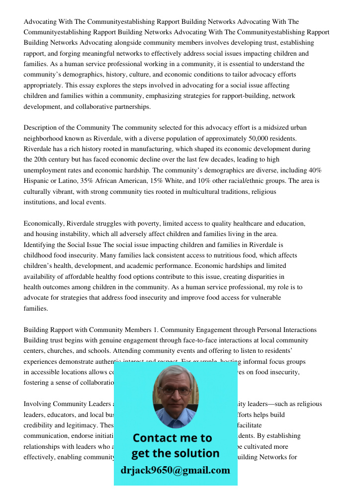 Advocating With The Communityestablishing Rapport Building Networks Advocating alongside community members involves developing trust, establishing rapport, and 