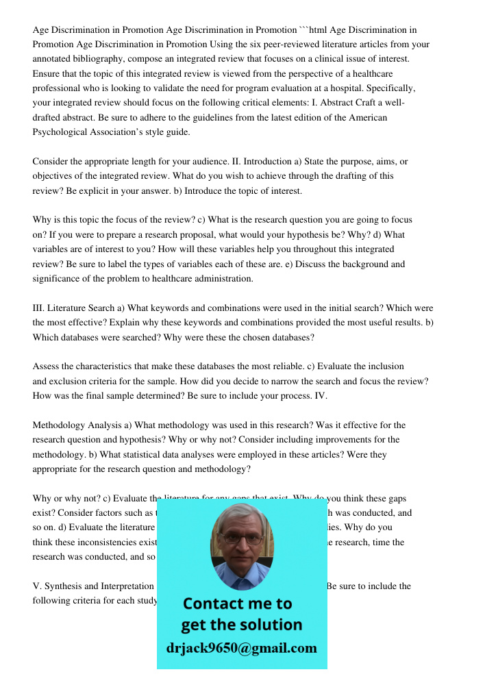 Age Discrimination In Promotion