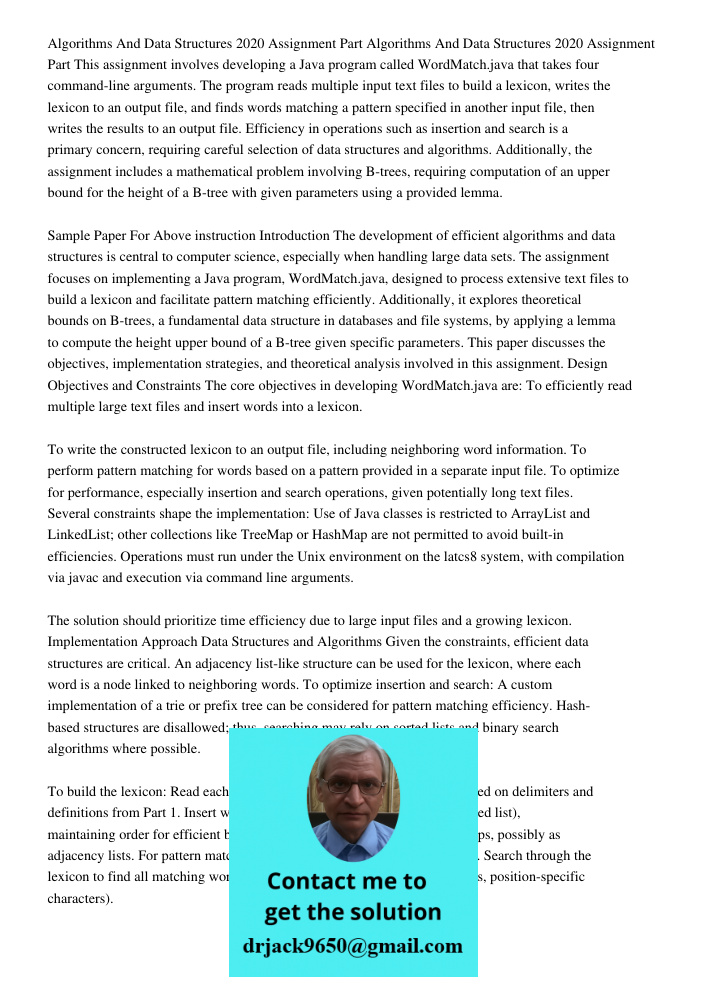 This assignment involves developing a Java program called WordMatch.java that takes four command-line arguments. The program reads multiple input text files to 