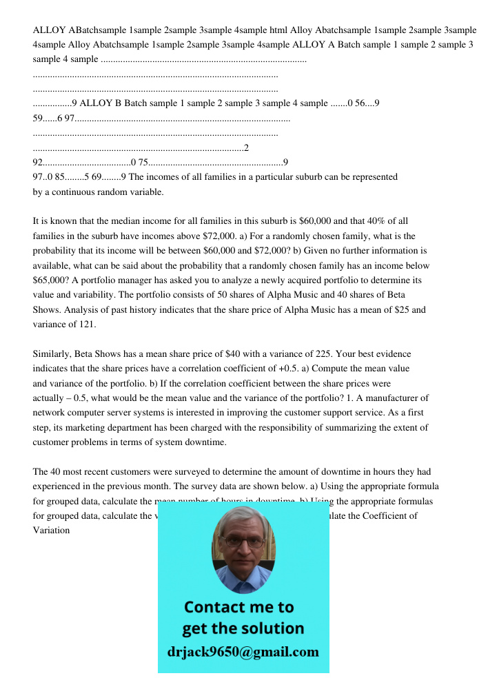 Alloy Abatchsample 1sample 2sample 3sample 4sample 5125881446264215 Alloy Abatchsample 1sample 2sample 3sample 4sample 5125881446264215 ALLOY A Batch sample 1 s