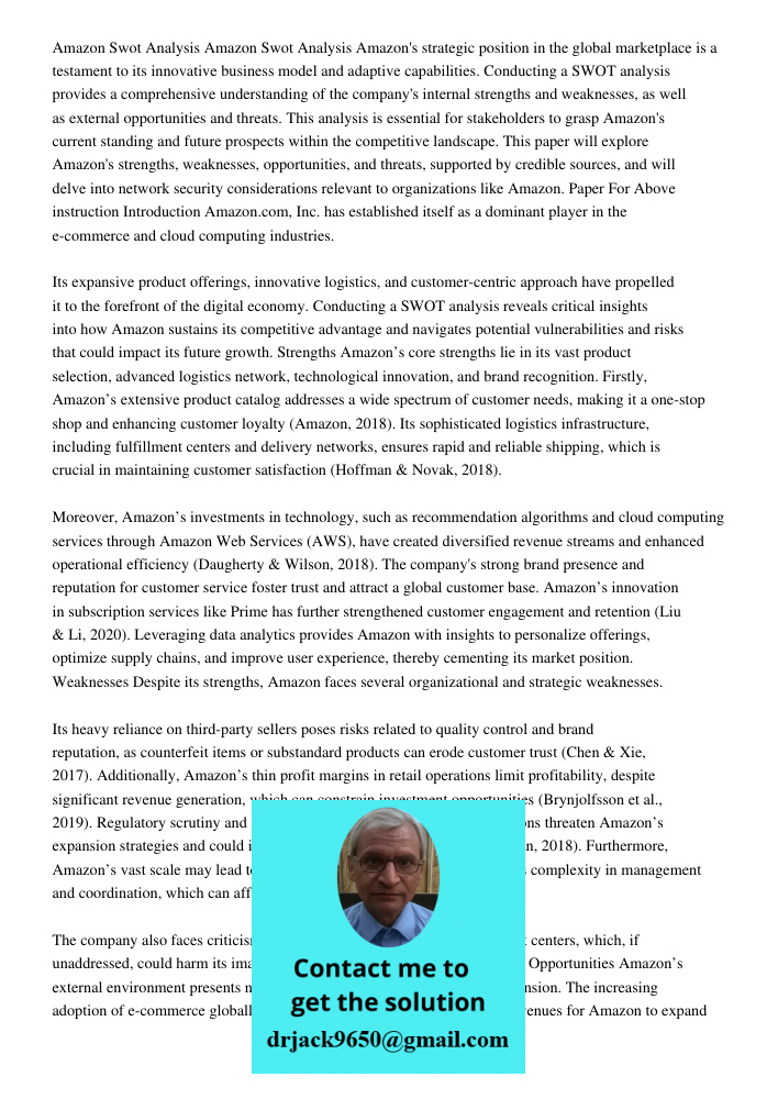 Amazon's strategic position in the global marketplace is a testament to its innovative business model and adaptive capabilities. Conducting a SWOT analysis prov
