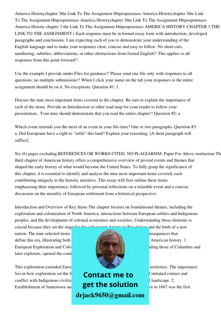 America Historychapter 3the Link To The Assignment Httpsopenstaxo America History chapter 3 the Link To The Assignment Httpsopenstaxo AMERICA HISTORY CHAPTER 3 