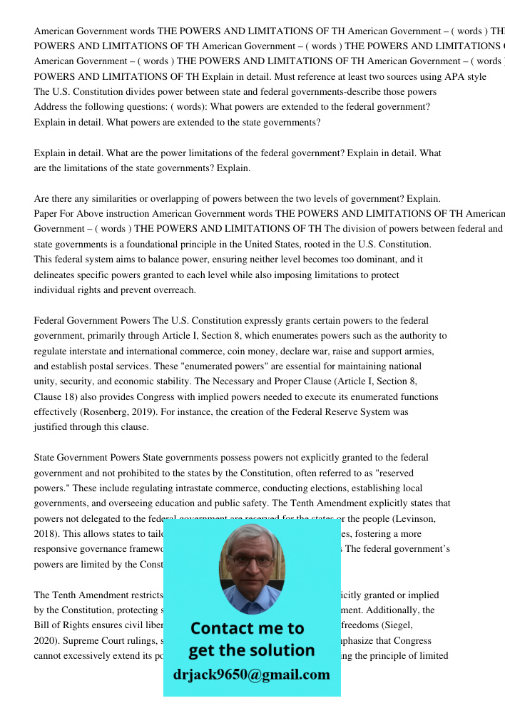 American Government – ( words ) THE POWERS AND LIMITATIONS OF TH American Government – ( words ) THE POWERS AND LIMITATIONS OF TH American Government – ( words 