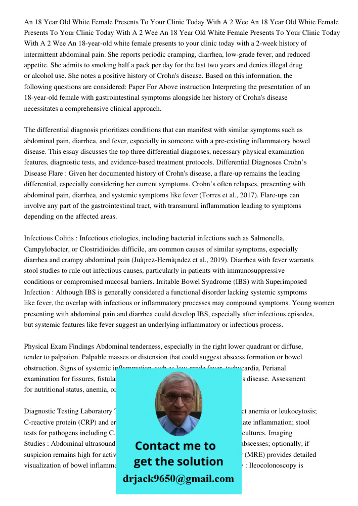 An 18 Year Old White Female Presents To Your Clinic Today With A 2 Wee An 18-year-old white female presents to your clinic today with a 2-week history of interm