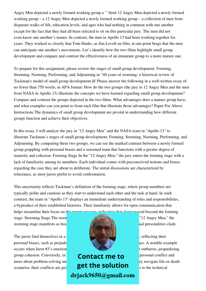 Angry Men Depicted A Newly Formed Working Group