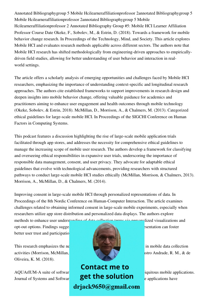 2annotated Bibliographygroup 5 Mobile Hcilearneraffiliationprofessor 2 Annotated Bibliography Group #5: Mobile HCI Learner Affiliation Professor Course Date Oke