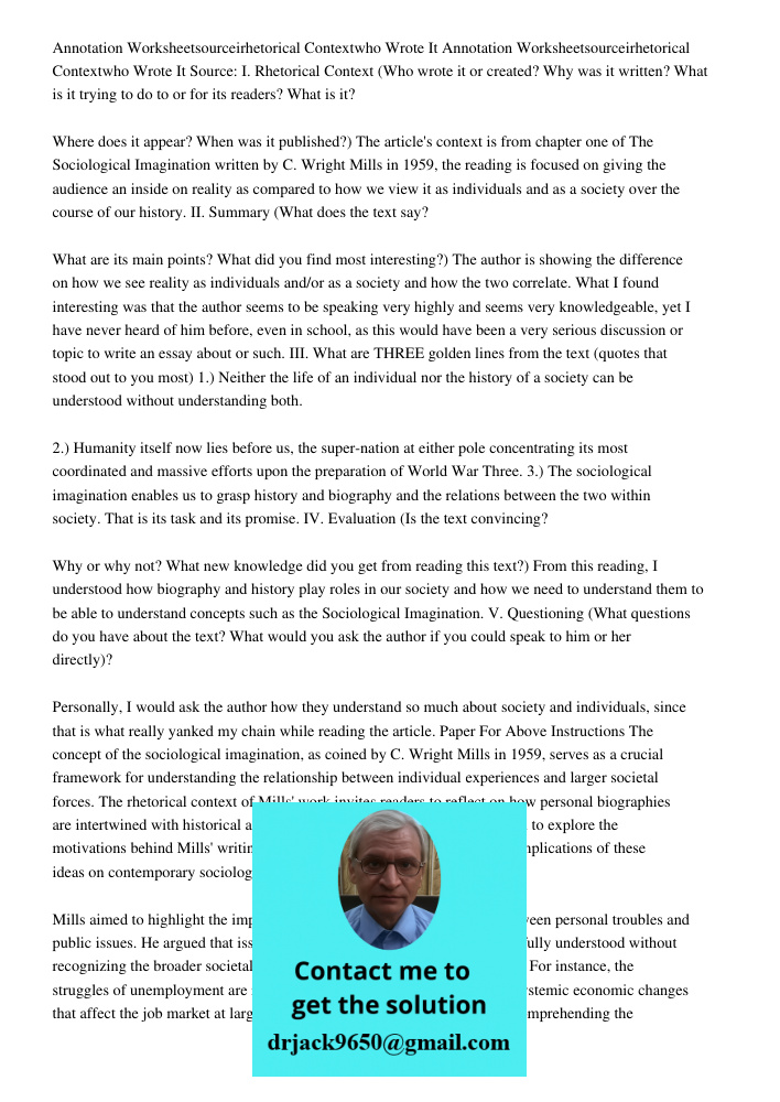 Source: I. Rhetorical Context (Who wrote it or created? Why was it written? What is it trying to do to or for its readers? What is it? Where does it appear? Whe