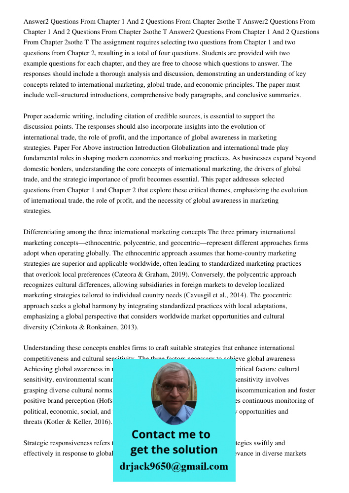 Answer2 Questions From Chapter 1 And 2 Questions From Chapter 2sothe T The assignment requires selecting two questions from Chapter 1 and two questions from Cha
