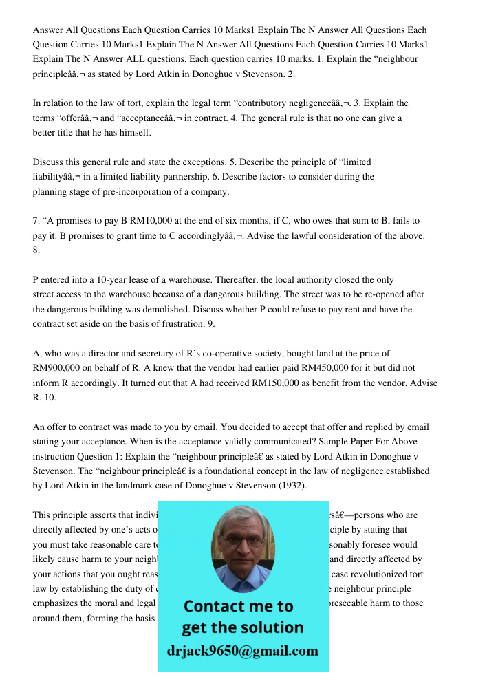 Answer All Questions Each Question Carries 10 Marks1 Explain The N Answer ALL questions. Each question carries 10 marks. 1. Explain the “neighbour principleâ€ a