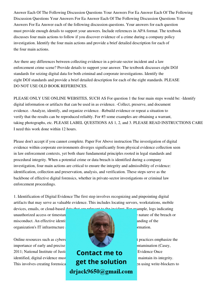 Answer Each Of The Following Discussion Questions Your Answers For Ea Answer each of the following discussion questions. Your answers for each question must pro