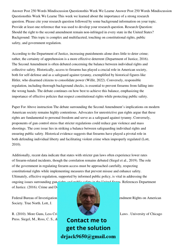 This week we learned about the importance of a strong research question. Please cite your research question followed by some background information on your topi