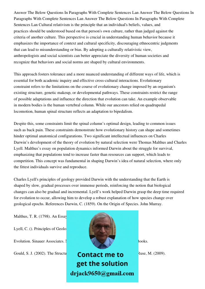Answer The Below Questions In Paragraphs With Complete Sentences Lan Cultural relativism is the principle that an individual's beliefs, values, and practices sh