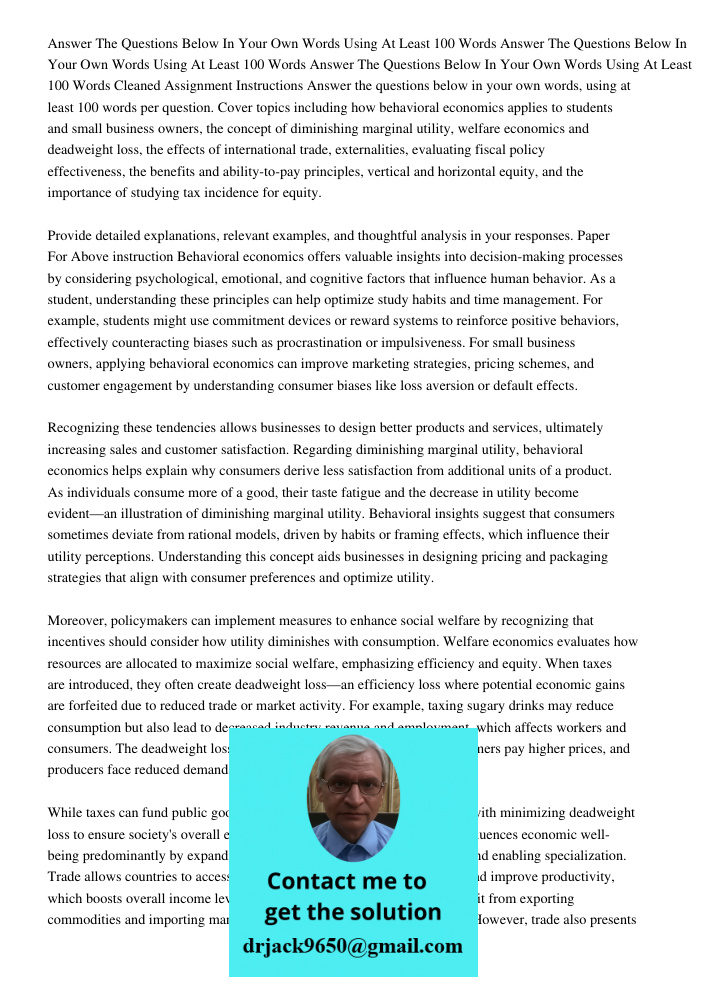 Answer The Questions Below In Your Own Words Using At Least 100 Words Cleaned Assignment Instructions Answer the questions below in your own words, using at lea