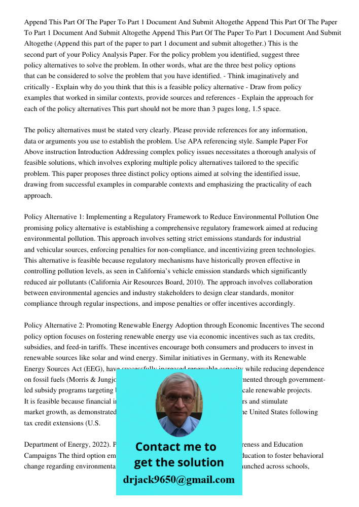 Append This Part Of The Paper To Part 1 Document And Submit Altogethe (Append this part of the paper to part 1 document and submit altogether.) This is the seco