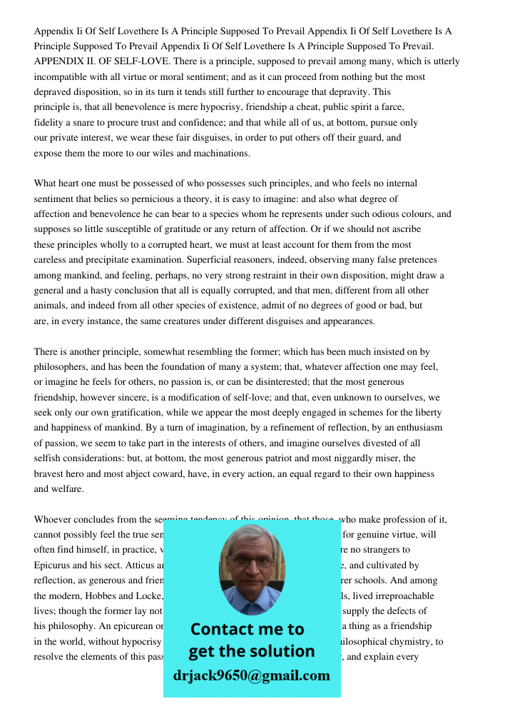 Appendix Ii Of Self Lovethere Is A Principle Supposed To Prevail. APPENDIX II. OF SELF-LOVE. There is a principle, supposed to prevail among many, which is utte
