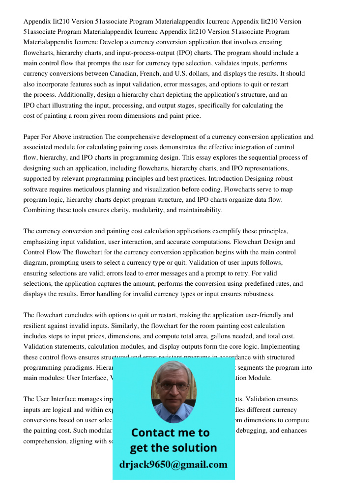 Appendix Iit210 Version 51associate Program Materialappendix Icurrenc Develop a currency conversion application that involves creating flowcharts, hierarchy cha