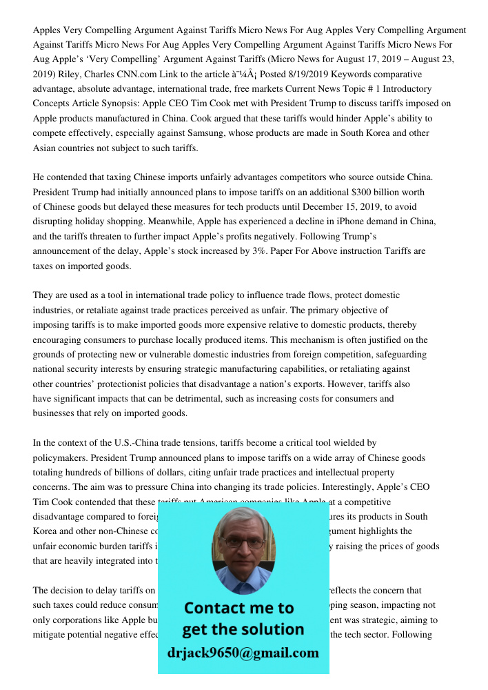 Apples Very Compelling Argument Against Tariffs Micro News For Aug Apple’s ‘Very Compelling’ Argument Against Tariffs (Micro News for August 17, 2019 – August 2