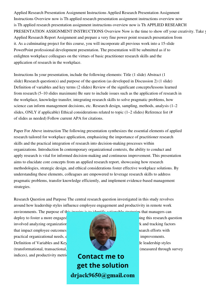 Overview now is Th applied research presentation assignment instructions overview now is Th applied research presentation assignment instructions overview now i