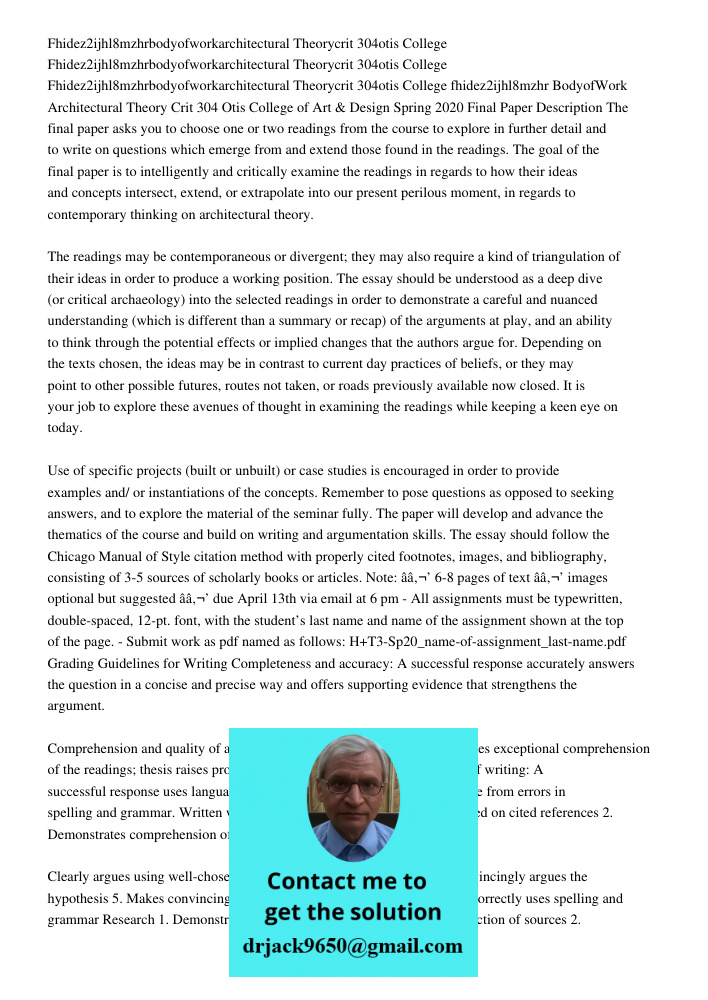 Fhidez2ijhl8mzhrbodyofworkarchitectural Theorycrit 304otis College fhidez2ijhl8mzhr BodyofWork Architectural Theory Crit 304 Otis College of Art & Design Spring