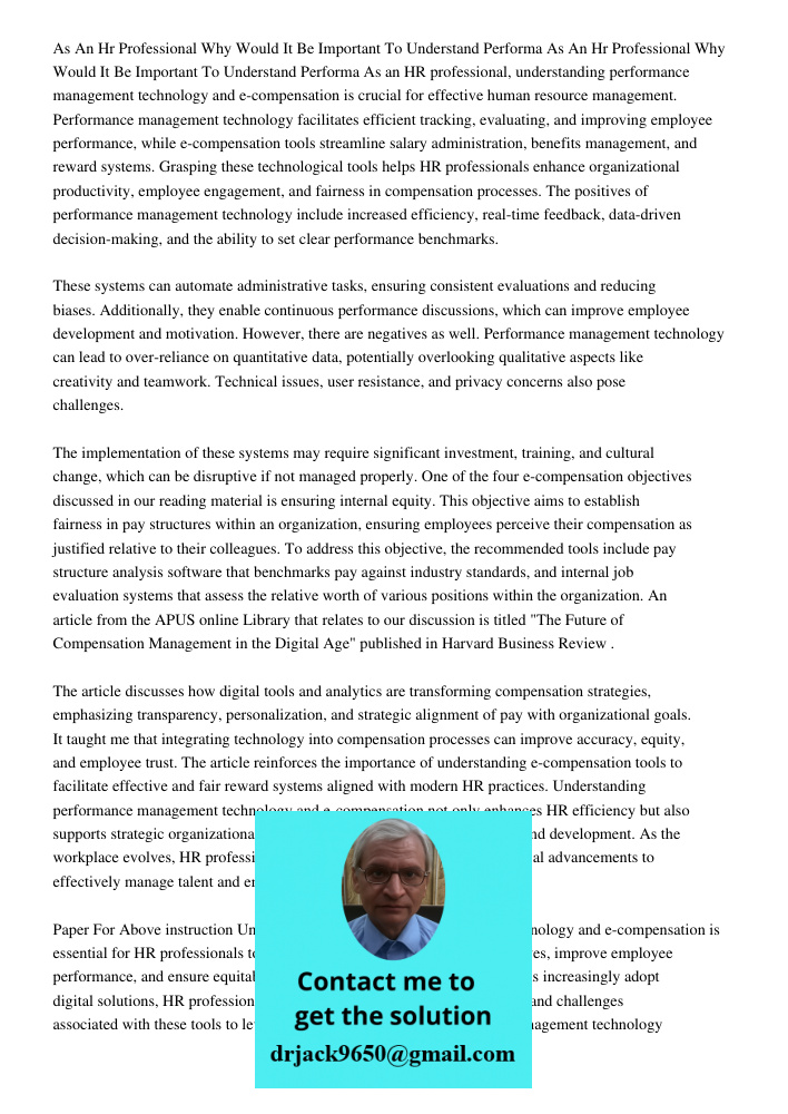 As an HR professional, understanding performance management technology and e-compensation is crucial for effective human resource management. Performance manage
