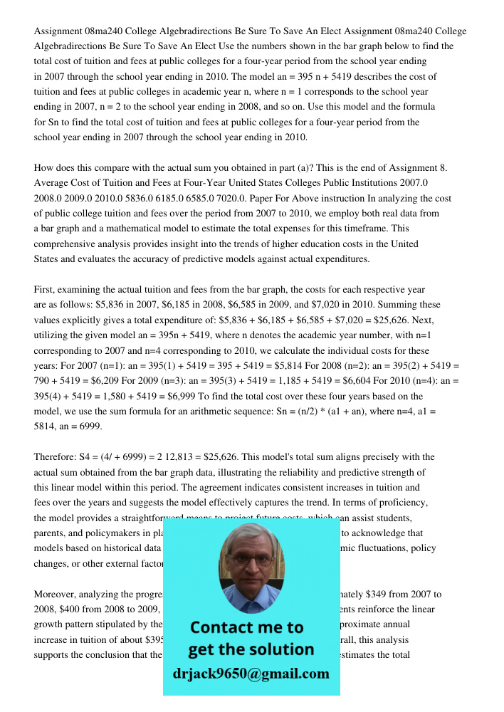 Use the numbers shown in the bar graph below to find the total cost of tuition and fees at public colleges for a four-year period from the school year ending in