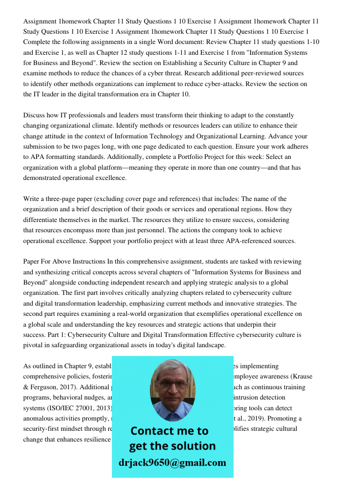 Assignment 1homework Chapter 11 Study Questions 1 10 Exercise 1 Complete the following assignments in a single Word document: Review Chapter 11 study questions 