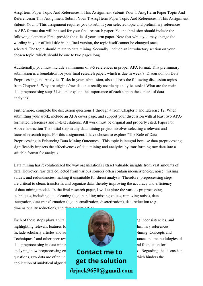 Assg1term Paper Topic And Referencesin This Assignment Submit Your T This assignment requires you to submit your selected topic and preliminary references in AP