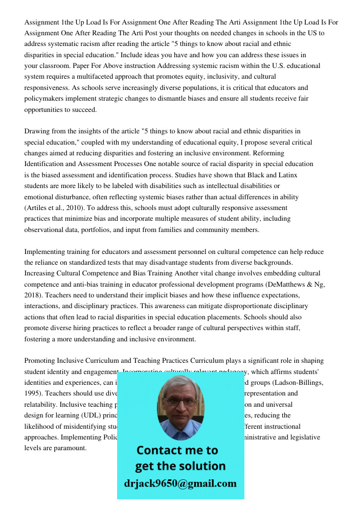 Post your thoughts on needed changes in schools in the US to address systematic racism after reading the article "5 things to know about racial and ethnic dispa