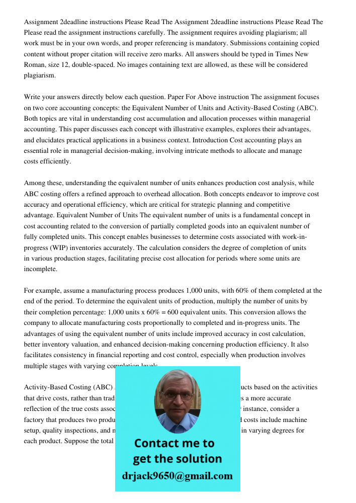 Please read the assignment instructions carefully. The assignment requires avoiding plagiarism; all work must be in your own words, and proper referencing is ma