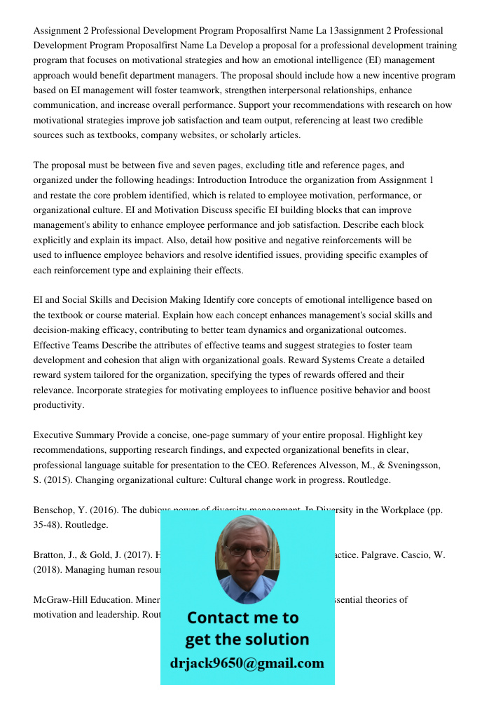 Develop a proposal for a professional development training program that focuses on motivational strategies and how an emotional intelligence (EI) management app
