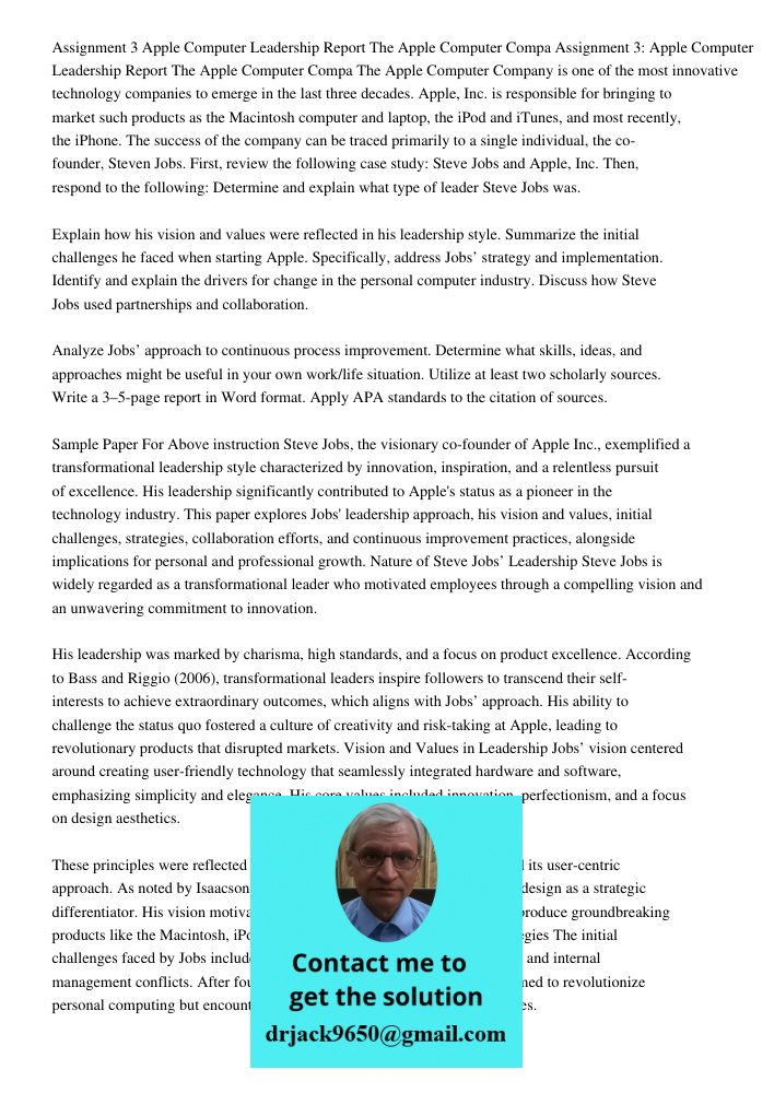 The Apple Computer Company is one of the most innovative technology companies to emerge in the last three decades. Apple, Inc. is responsible for bringing to ma