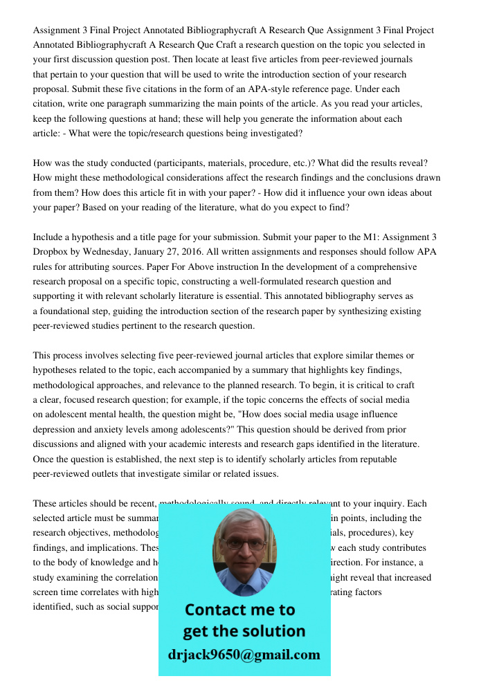 Craft a research question on the topic you selected in your first discussion question post. Then locate at least five articles from peer-reviewed journals that 