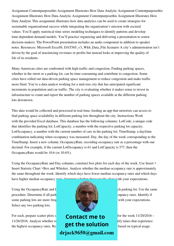 Assignment Contentpurposethis Assignment Illustrates How Data Analytic This assignment illustrates how data analytics can be used to create strategies for susta