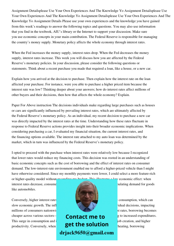 Assignment Detailsplease Use Your Own Experiences And The Knowledge Yo Assignment Details Please use your own experiences and the knowledge you have gained from