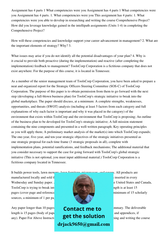 Assignment has 4 parts 1 What competencies were you This assignment has 4 parts: 1. What competencies were you able to develop in researching and writing the co
