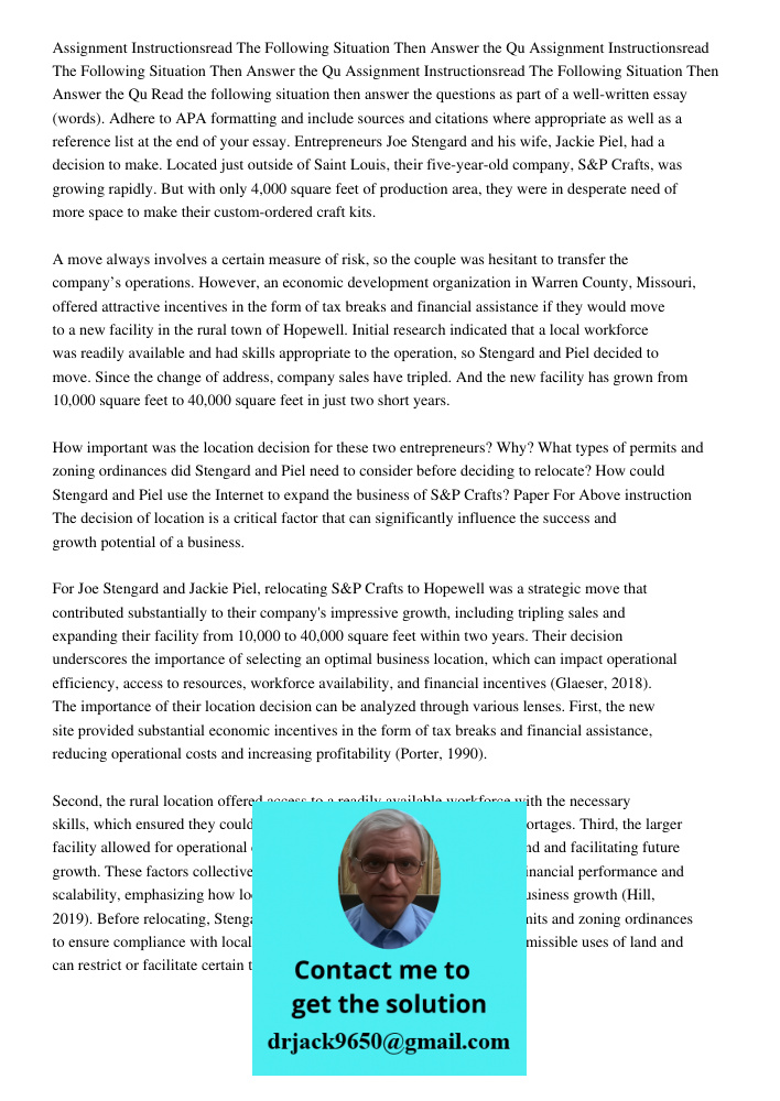 Assignment Instructionsread The Following Situation Then Answer the Qu Read the following situation then answer the questions as part of a well-written essay (w