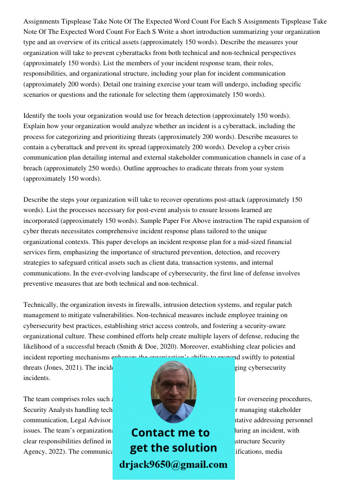 Write a short introduction summarizing your organization type and an overview of its critical assets (approximately 150 words). Describe the measures your organ