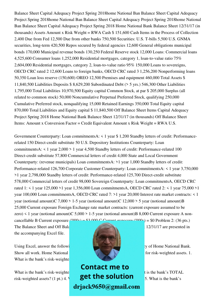 Balance Sheet Capital Adequacy Project Spring 2018home National Ban Balance Sheet Capital Adequacy Project Spring 2018 Home National Bank Balance Sheet 12/31/17