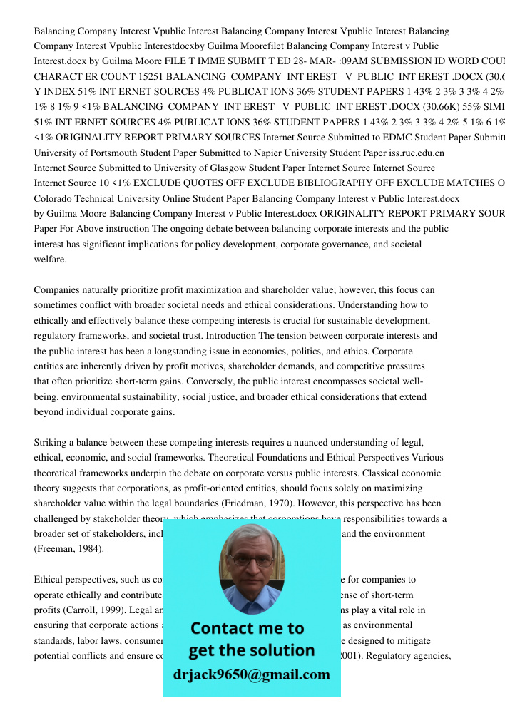 Balancing Company Interest Vpublic Interestdocxby Guilma Moorefilet Balancing Company Interest v Public Interest.docx by Guilma Moore FILE T IMME SUBMIT T ED 28