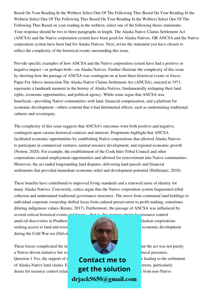 Based On Your Reading In the Webtext Select One Of The Following Thes Based on your reading in the webtext, select one of the following thesis statements. Your 