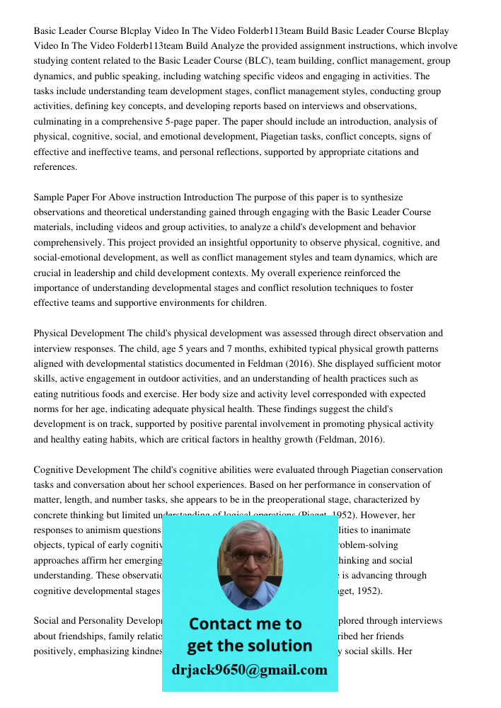 Analyze the provided assignment instructions, which involve studying content related to the Basic Leader Course (BLC), team building, conflict management, group