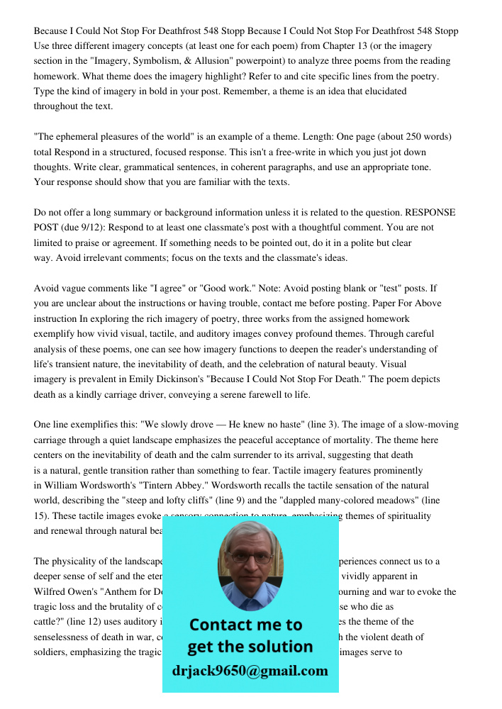 Use three different imagery concepts (at least one for each poem) from Chapter 13 (or the imagery section in the "Imagery, Symbolism, & Allusion" powerpoint) to