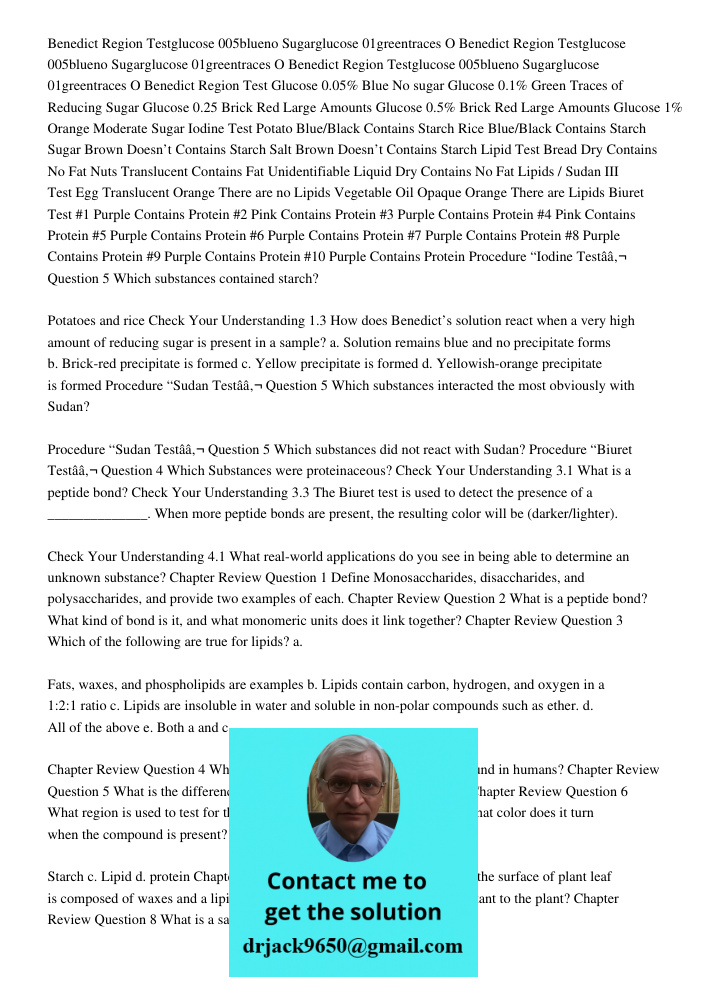 Benedict Region Testglucose 005blueno Sugarglucose 01greentraces O Benedict Region Test Glucose 0.05% Blue No sugar Glucose 0.1% Green Traces of Reducing Sugar 